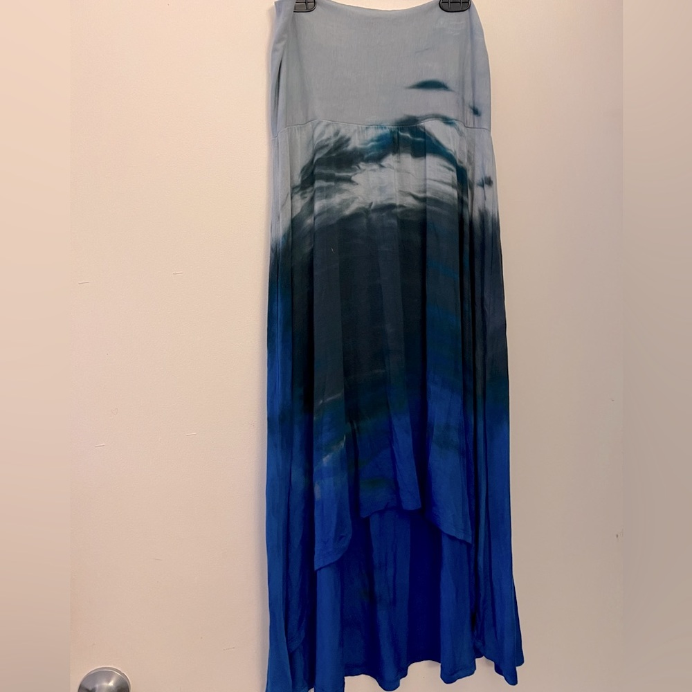 Pink lotus tie dye blue skirt